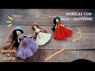 Muñeca de hilo o lana - Souvenir Llavero tutorial - fácil de hacer