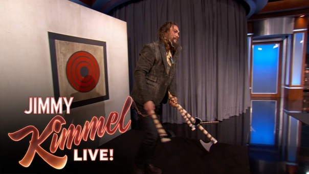 Jason Momoa Throws Axes with Jimmy Kimmel