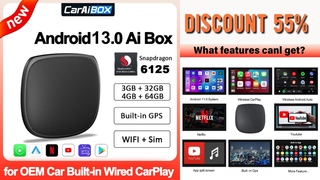 CarAiBOX CarPlay Ai Box Qualcomm 6125 8 Core CPU Android 13 Wireless Carplay Android auto For Toyota