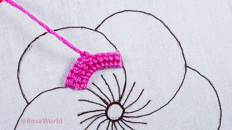 hand embroidery new fluffy petal flower design Only with thread Macrame Chain Plaited
