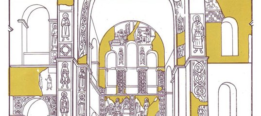 Схема фрески. Схема размещения фресок Софийский собор. Схема росписи Софии Киевской. Софийский собор в Киеве отмывка. София Киевская 11 век схема фресок.