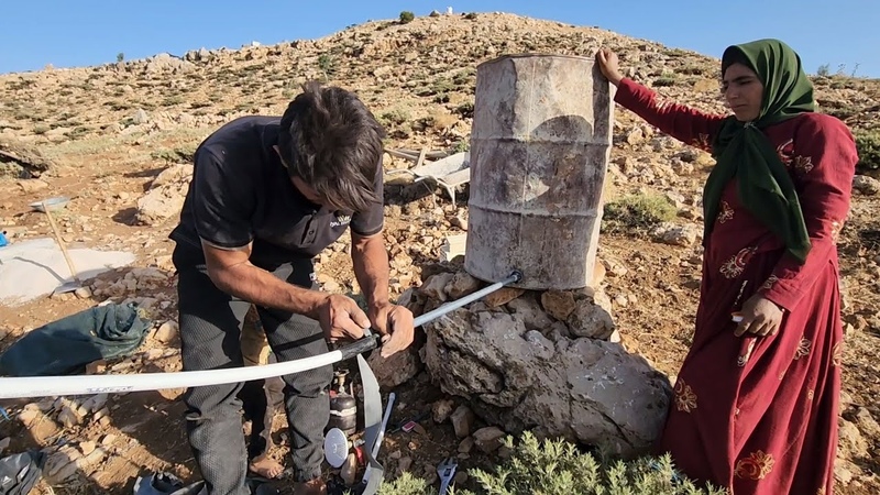 Documentary about Building a bathroom by nomadic family with 3 children in the mountains, Part