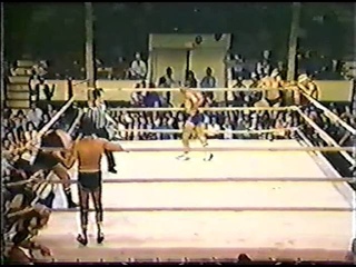 Bruce Hart, Bret Hart & Keith Hart vs Gilbert Gillet, Dynamite Kid & Duke Myers & interview