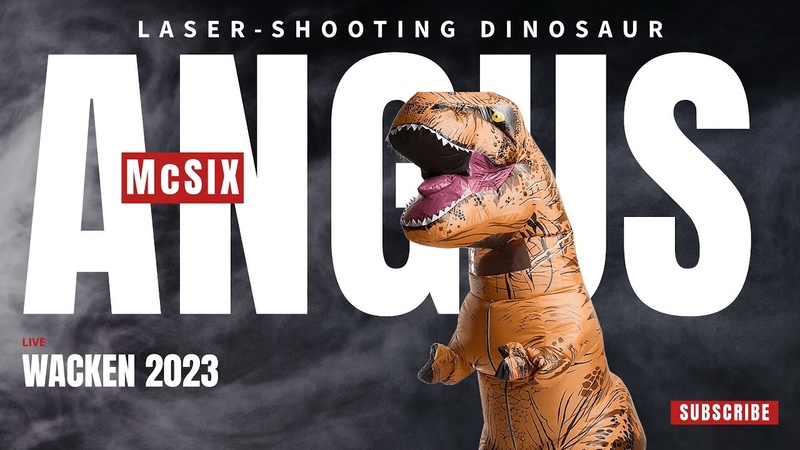 ANGUS Mc SIX Laser Shooting Dinosaur Live at Wacken Openair